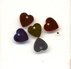 Sequins, Hearts, mixed colours - 7mm