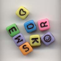 Pastel cube alphabet beads