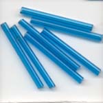 Glass tube beads 30mm - Aiguemarine