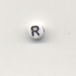 Oval glass alphabet bead - Letter R