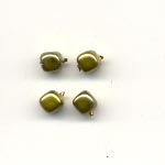 Glass pearls - 5mm square - Olive