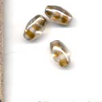 12x8mm oval decorated glass lamp beads - Ochre