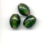 11X9mm oval glitter lamp beads - emerald