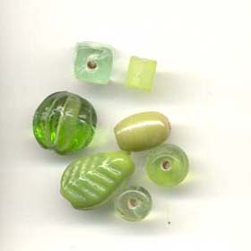 Color coordinated glass beads - Spring Green