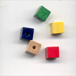 Square polished wooden beads - 6mm