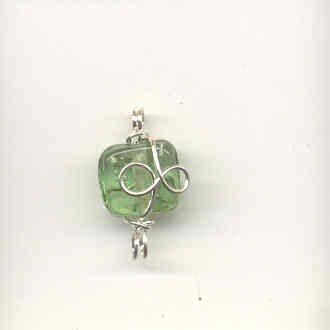 Indian wire wrapped beads - square - apple green
