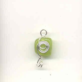 Indian wire wrapped beads - square - lime green