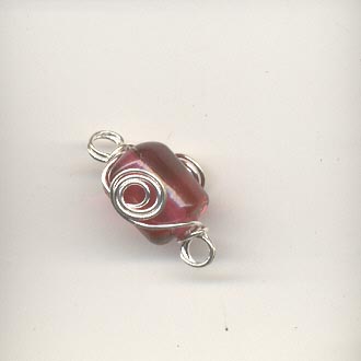 Indian wire wrapped beads -  tubes - cranberry