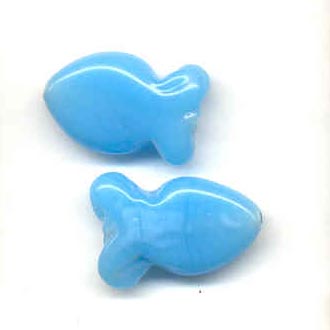 Indian glass opaque fish - Turquoise