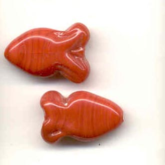 Indian glass opaque fish - Cranberry