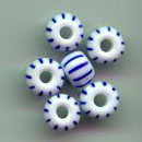 Striped blue/white 4mm pony beads