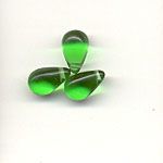 Glass pendant - 10mm x 6mm tear - Dark green