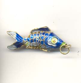 Articulated cloisonne goldfish - Turquoise