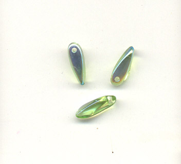AB moon bead -  3x11mm - dagger - emerald