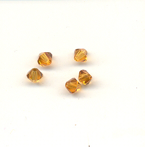 Cut Glass Beads, Bicones, 4mm - Topaz