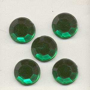 Stick-On Acrylic stones - 11mm round, emerald