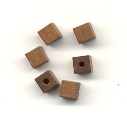 6mm Polished Square Beads - Brown