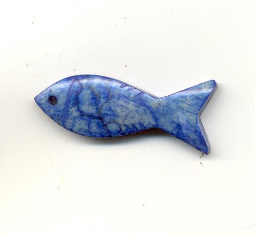 Soapstone fish - Blue