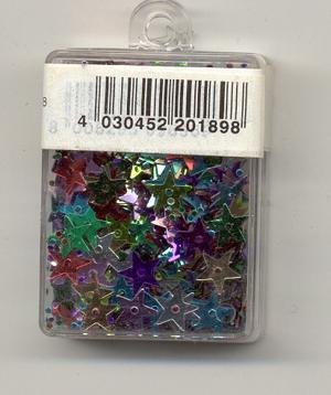 Sequins, Stars, mixed colours - 6mm