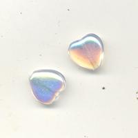 Glass moon heart beads - 10mm - Crystal