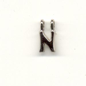 Carved Metal Alphabet Beads - N