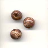 Decorated round wooden beads, 8mm: Dark Brown