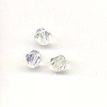 Cut Glass Beads, Bicones, 5mm - AB Crystal