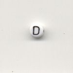 Oval glass alphabet bead - Letter D