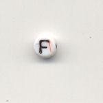 Oval glass alphabet bead - Letter F