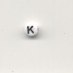 Oval glass alphabet bead - Letter K