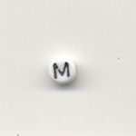 Oval glass alphabet bead - Letter M