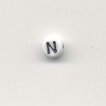 Oval glass alphabet bead - Letter N