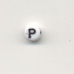 Oval glass alphabet bead - Letter P