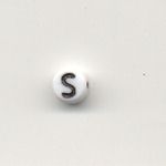Oval glass alphabet bead - Letter S