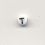 Oval glass alphabet bead - Letter T