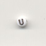 Oval glass alphabet bead - Letter U