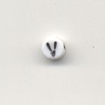 Oval glass alphabet bead - Letter V