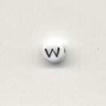 Oval glass alphabet bead - Letter W