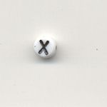 Oval glass alphabet bead - Letter X