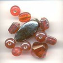 Color coordinated galss beads - Metallic Red