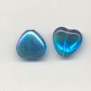 Glass moon heart beads - 10mm - Turquoise
