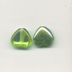 Glass moon heart beads - 10mm - Emerald