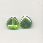 Glass moon heart beads - 10mm - Emerald