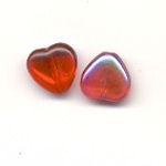 Glass moon heart beads - 10mm - Ruby