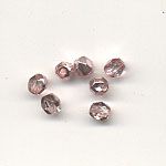 4mm Half-coated faceted glass beads - Pale Pink