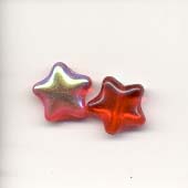 Glass moon star beads - Ruby