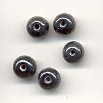 7mm round Indian glass lustre lamp beads - Gun met