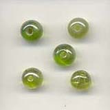 7mm round Indian glass lustre lamp beads - Lime Gn
