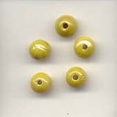 7mm round Indian glass lustre lamp beads - Yellow