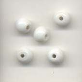 7mm round Indian glass opaque lamp beads - White